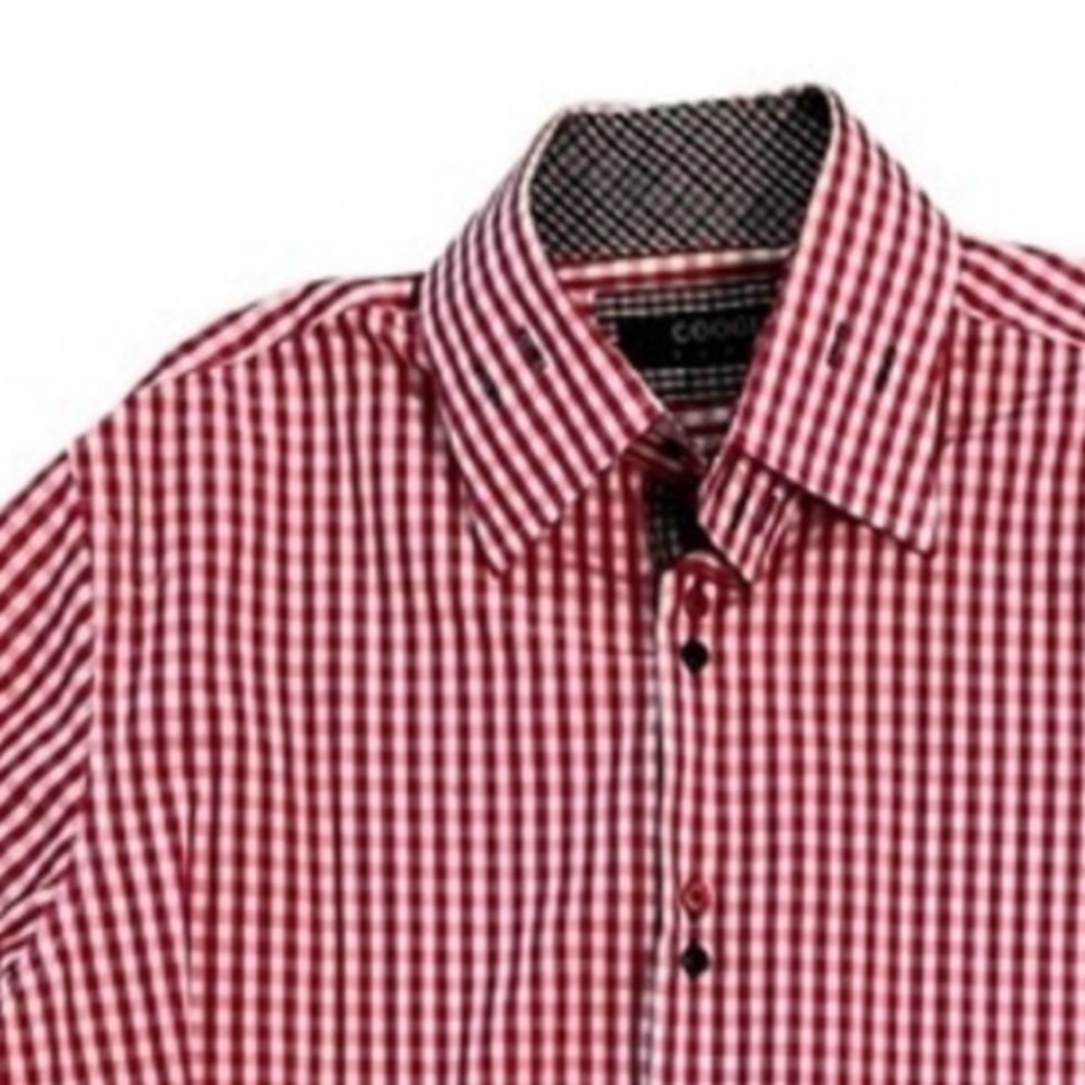 Coogi Luxe Red White Check Button Down Shirt Size 3XL